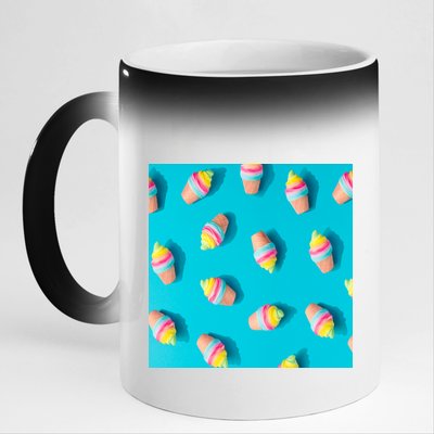 Colorful Ice Cream Pattern 11oz Black Color Changing Mug