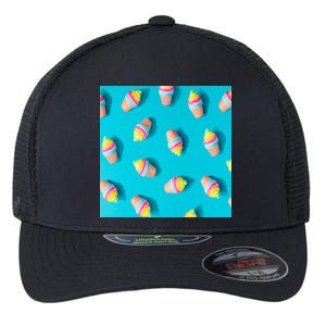 Colorful Ice Cream Pattern Flexfit Unipanel Trucker Cap