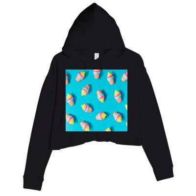Colorful Ice Cream Pattern Crop Fleece Hoodie