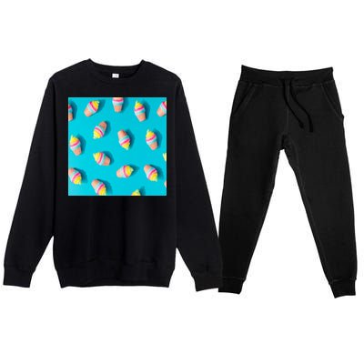 Colorful Ice Cream Pattern Premium Crewneck Sweatsuit Set