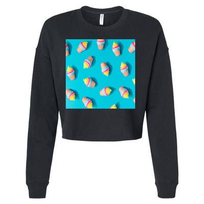 Colorful Ice Cream Pattern Cropped Pullover Crew