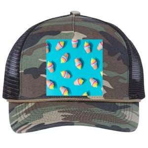 Colorful Ice Cream Pattern Retro Rope Trucker Hat Cap