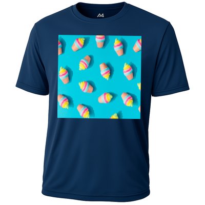 Colorful Ice Cream Pattern Performance Shirt