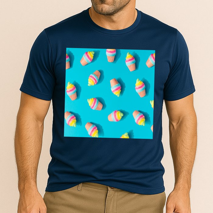 Colorful Ice Cream Pattern Performance Shirt