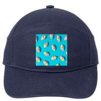 Colorful Ice Cream Pattern 7-Panel Snapback Hat