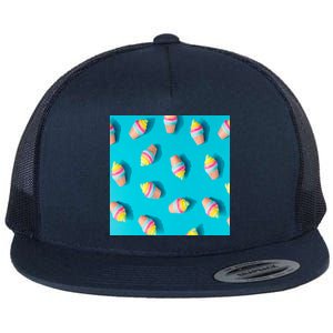 Colorful Ice Cream Pattern Flat Bill Trucker Hat