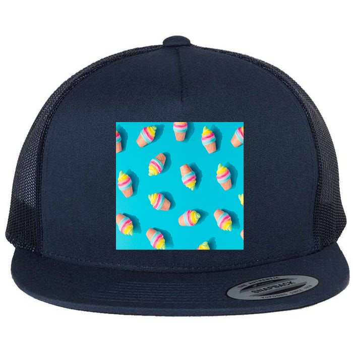 Colorful Ice Cream Pattern Flatbill Hat