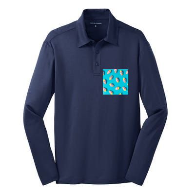 Colorful Ice Cream Pattern Silk Touch Performance Long Sleeve Polo