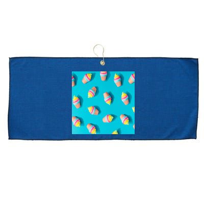 Colorful Ice Cream Pattern Large Microfiber Waffle Golf Towel