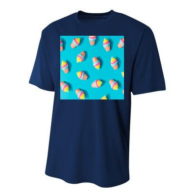 Colorful Ice Cream Pattern Performance Sprint T-Shirt