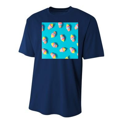 Colorful Ice Cream Pattern Youth Performance Sprint T-Shirt