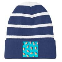 Colorful Ice Cream Pattern Striped Beanie with Solid Band