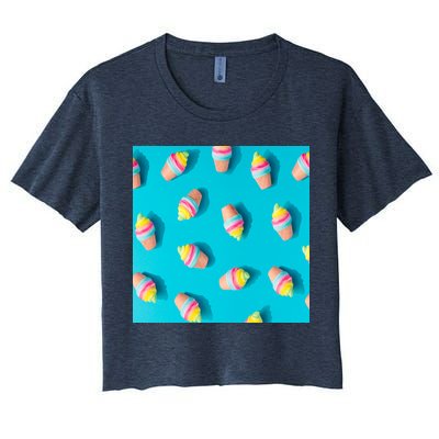 Colorful Ice Cream Pattern Crop Top