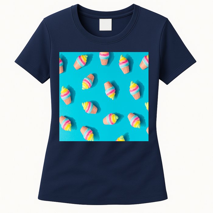 Colorful Ice Cream Pattern Womens T-Shirt
