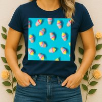 Colorful Ice Cream Pattern Womens T-Shirt