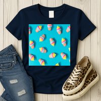 Colorful Ice Cream Pattern Womens T-Shirt