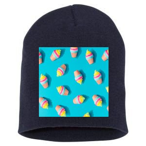 Colorful Ice Cream Pattern Short Acrylic Beanie