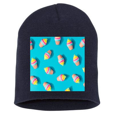 Colorful Ice Cream Pattern Short Acrylic Beanie