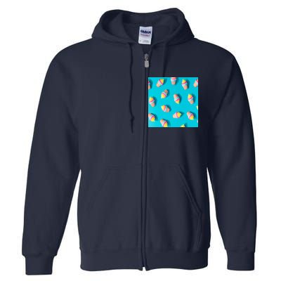 Colorful Ice Cream Pattern Full Zip Hoodie