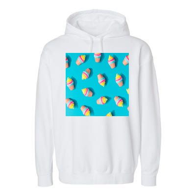 Colorful Ice Cream Pattern Garment-Dyed Fleece Hoodie