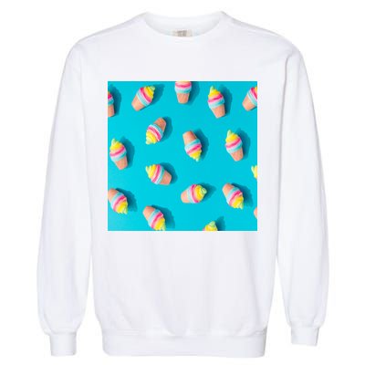 Colorful Ice Cream Pattern Garment-Dyed Sweatshirt