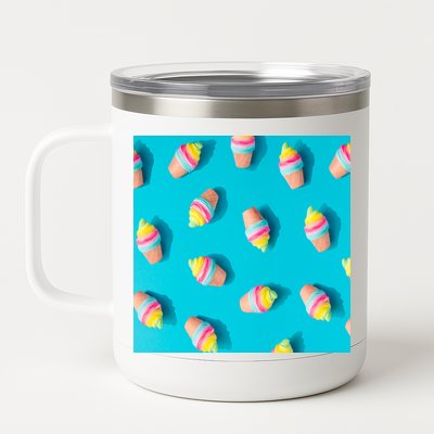 Colorful Ice Cream Pattern 12 oz Stainless Steel Tumbler Cup