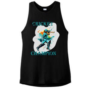 Cute Inspirational Cricket Sport Motif Cricket Champion Design Ladies PosiCharge Tri-Blend Wicking Tank