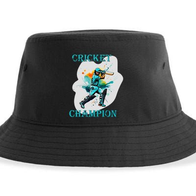 Cute Inspirational Cricket Sport Motif Cricket Champion Design Sustainable Bucket Hat