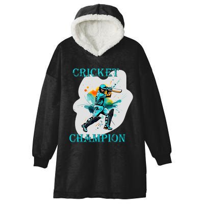 Cute Inspirational Cricket Sport Motif Cricket Champion Design Hooded Wearable Blanket