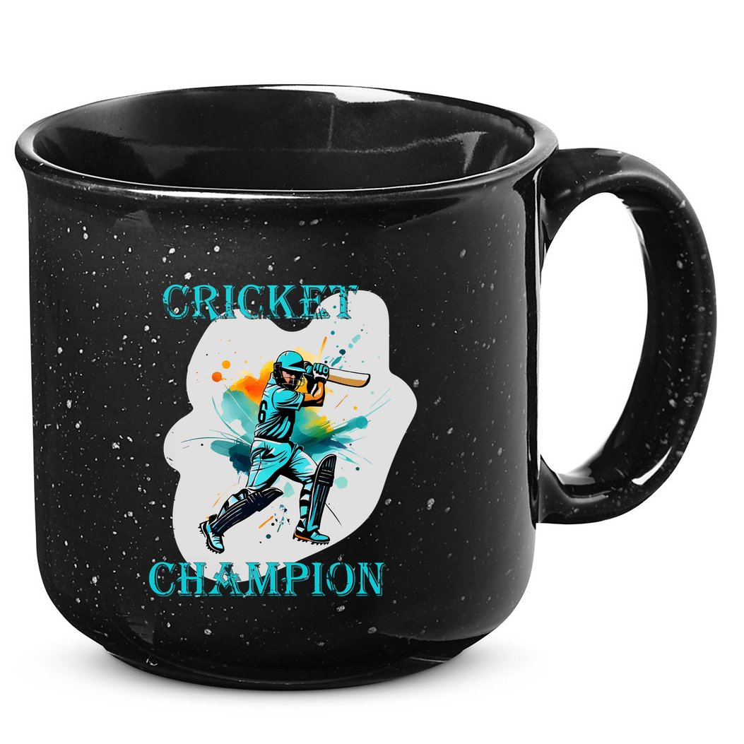Cute Inspirational Cricket Sport Motif Cricket Champion Design 15oz Campfire Ceramic Mug