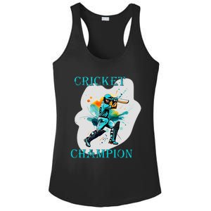 Cute Inspirational Cricket Sport Motif Cricket Champion Design Ladies PosiCharge Competitor Racerback Tank