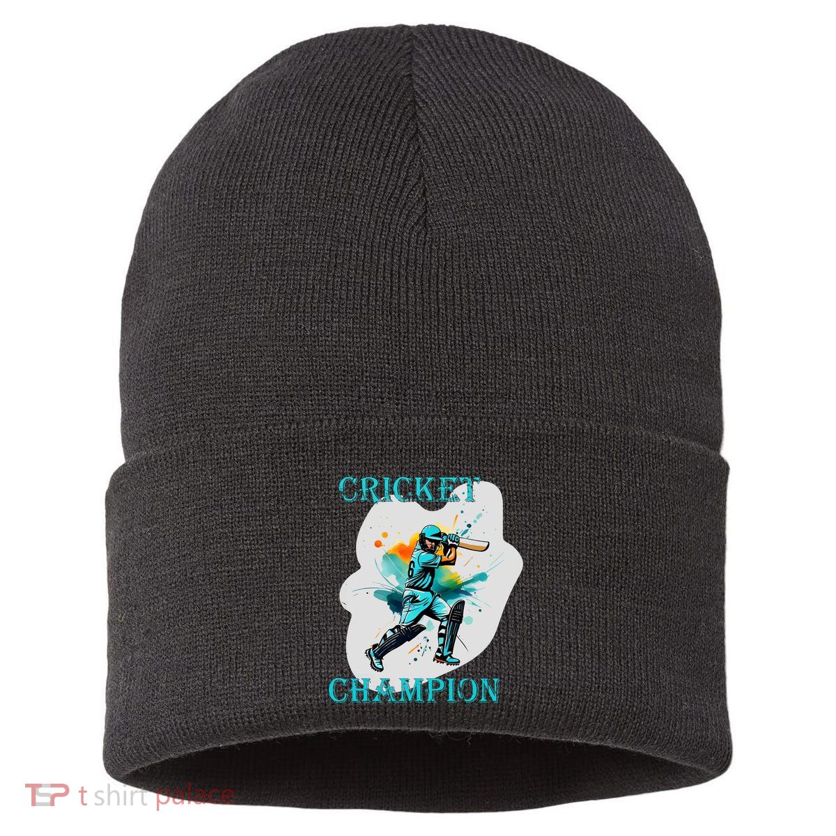 Cute Inspirational Cricket Sport Motif Cricket Champion Design Sustainable Knit Beanie