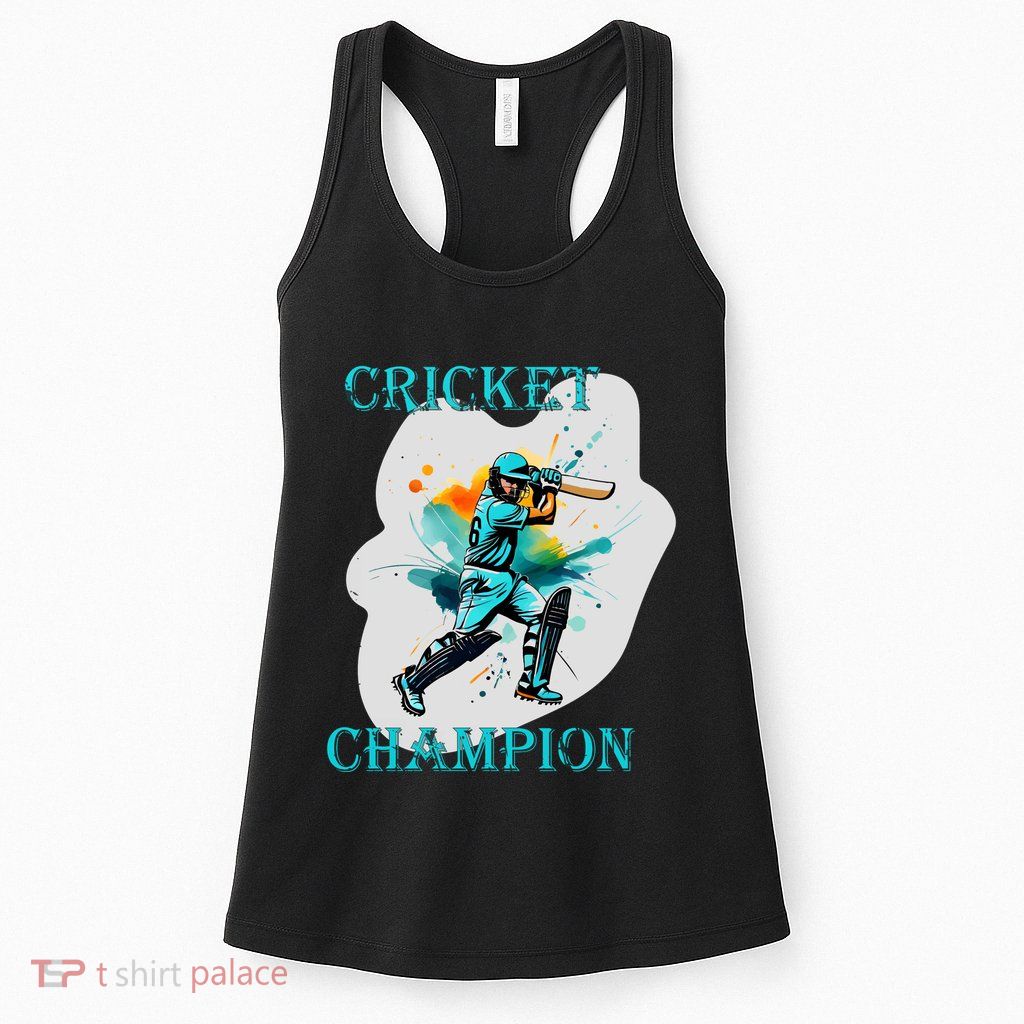 Cute Inspirational Cricket Sport Motif Cricket Champion Design Womens Tank Top