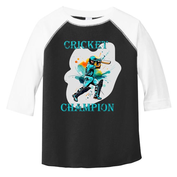 Cute Inspirational Cricket Sport Motif Cricket Champion Design Toddler Fine Jersey T-Shirt