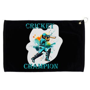 Cute Inspirational Cricket Sport Motif Cricket Champion Design Grommeted Golf Towel