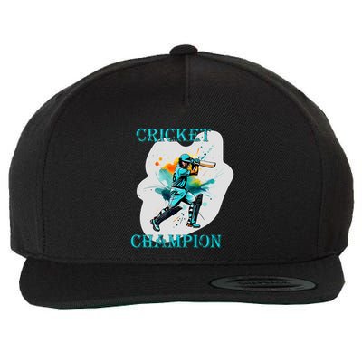 Cute Inspirational Cricket Sport Motif Cricket Champion Design Wool Snapback Cap