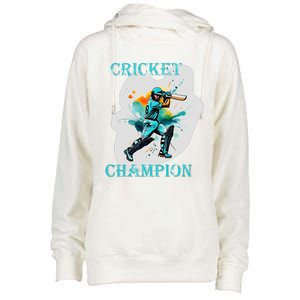 Cute Inspirational Cricket Sport Motif Cricket Champion Design Womens Funnel Neck Pullover Hood