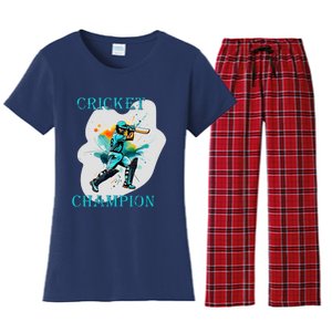 Cute Inspirational Cricket Sport Motif Cricket Champion Design Women's Flannel Pajama Set