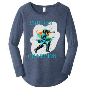 Cute Inspirational Cricket Sport Motif Cricket Champion Design Women's Perfect Tri Tunic Long Sleeve Shirt