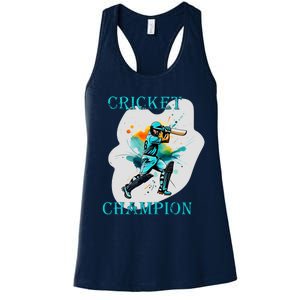 Cute Inspirational Cricket Sport Motif Cricket Champion Design Women's Racerback Tank