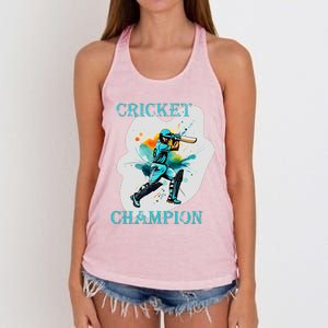 Cute Inspirational Cricket Sport Motif Cricket Champion Design Women's Knotted Racerback Tank