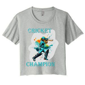 Cute Inspirational Cricket Sport Motif Cricket Champion Design Women's Crop Top Tee