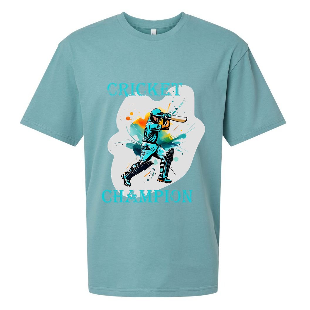 Cute Inspirational Cricket Sport Motif Cricket Champion Design Sueded Cloud Jersey T-Shirt
