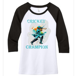 Cute Inspirational Cricket Sport Motif Cricket Champion Design Women's Tri-Blend 3/4-Sleeve Raglan Shirt