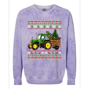 Christmas Is Coming Farmers Santa Claus Reindeer Tractor Cool Gift Colorblast Crewneck Sweatshirt