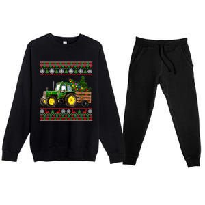 Christmas Is Coming Farmers Santa Claus Reindeer Tractor Cool Gift Premium Crewneck Sweatsuit Set