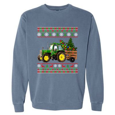 Christmas Is Coming Farmers Santa Claus Reindeer Tractor Cool Gift Garment-Dyed Sweatshirt