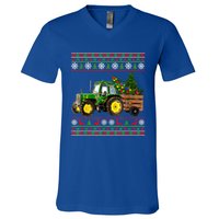 Christmas Is Coming Farmers Santa Claus Reindeer Tractor Cool Gift V-Neck T-Shirt