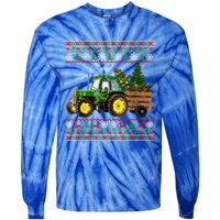 Christmas Is Coming Farmers Santa Claus Reindeer Tractor Cool Gift Tie-Dye Long Sleeve Shirt