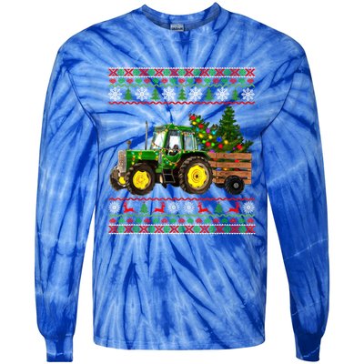 Christmas Is Coming Farmers Santa Claus Reindeer Tractor Cool Gift Tie-Dye Long Sleeve Shirt